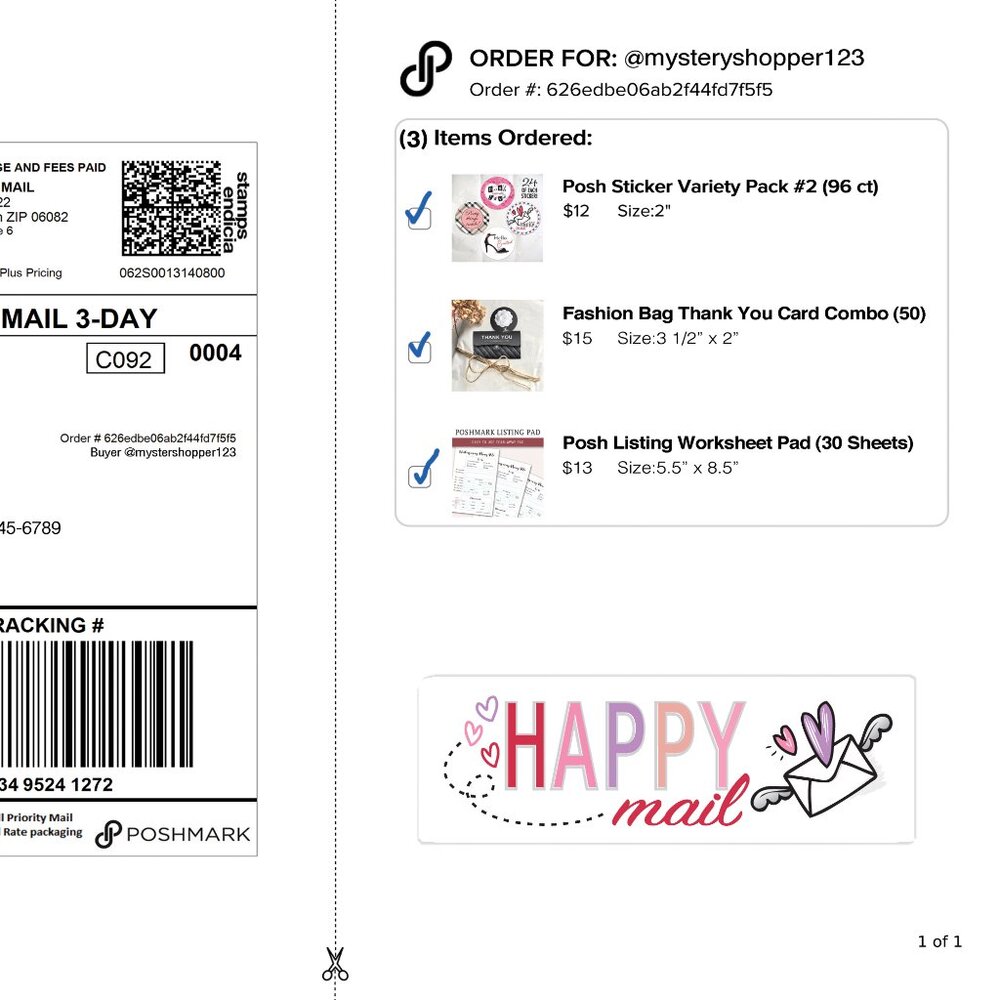 NEW! Happy Mail 💌 Sticker Labels – (48 ct) - Picture 3 of 5